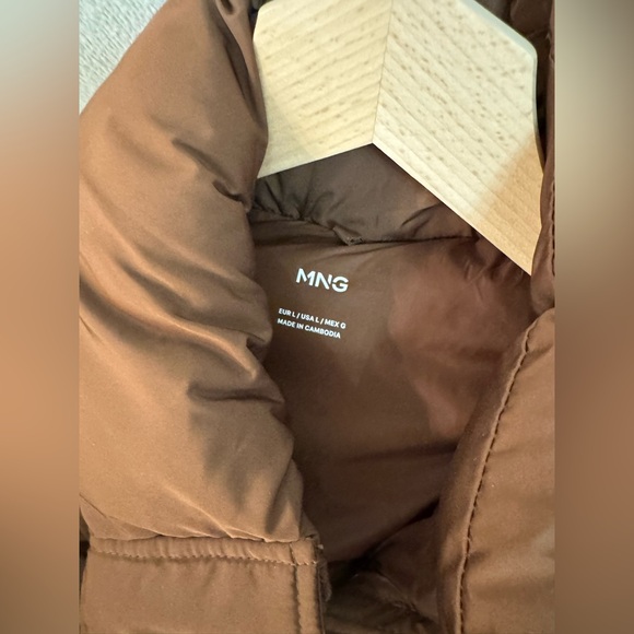Mango Adjustable padded anorak. Puffer Jacket Brown - Picture 9 of 12